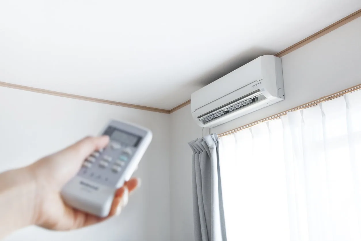 remote control directed on air conditioner
